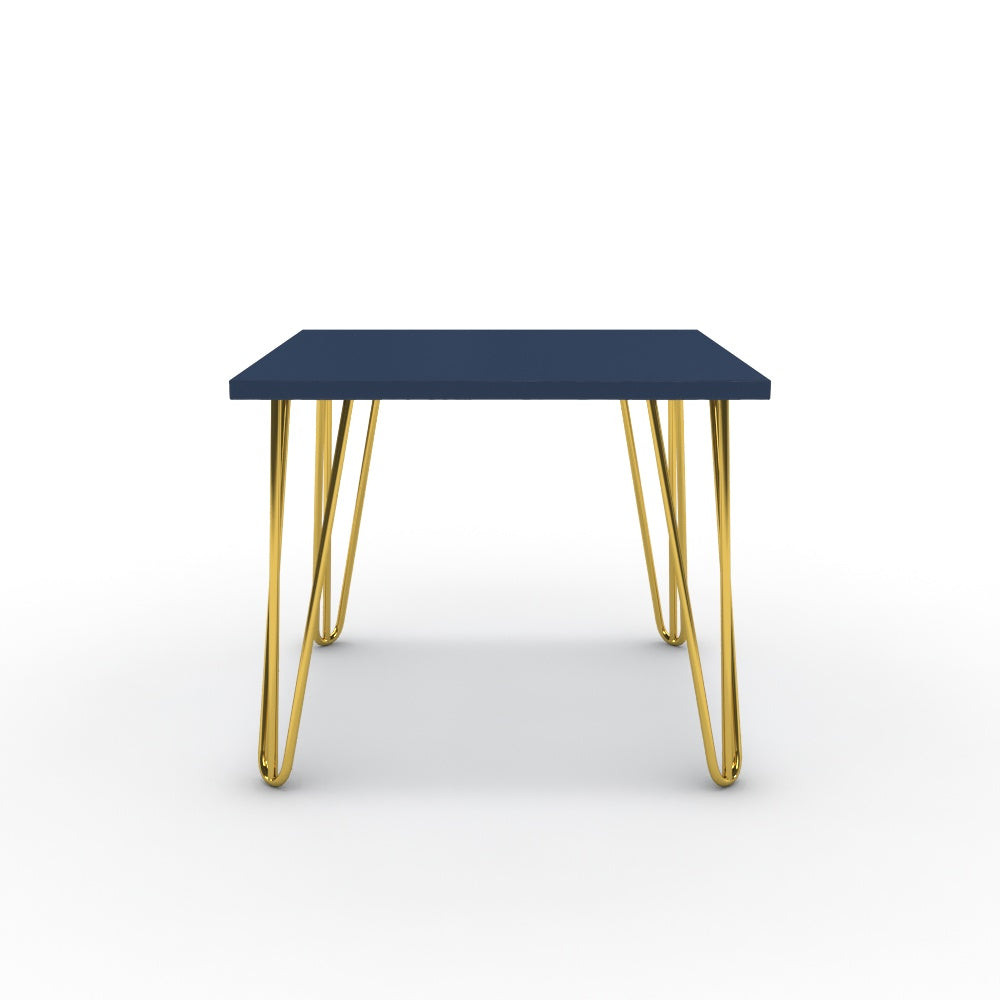 Dohányzóasztal - Linga arany lábbal - Tiroli kék, méret: 50x50