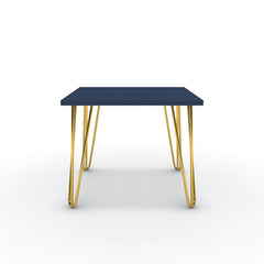 Dohányzóasztal - Linga arany lábbal - Tiroli kék, méret: 50x50