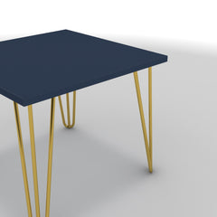 Dohányzóasztal - Linga arany lábbal - Tiroli kék, méret: 50x50