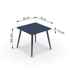 Dohányzóasztal - Manu fekete lábbal - Tiroli kék, méret: 50x50