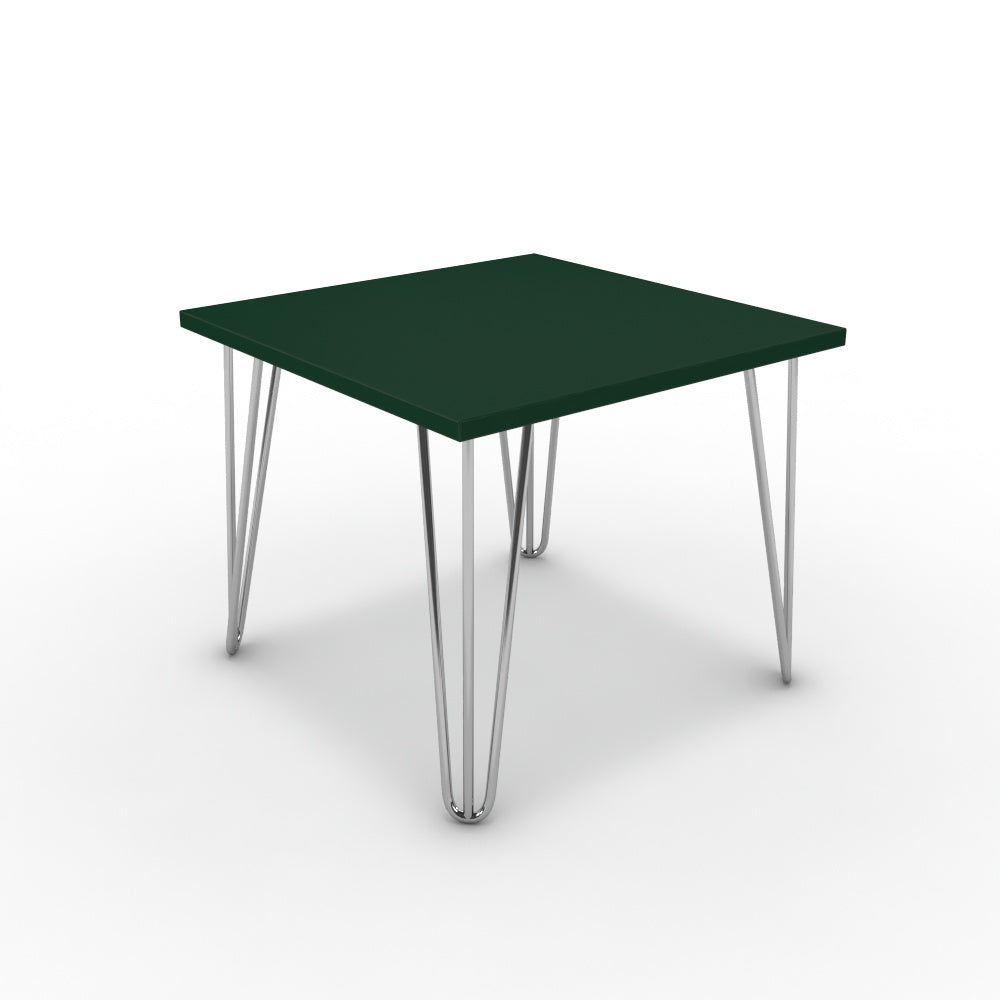 Dohányzóasztal - Linga króm lábbal - Forest zöld, méret: 50x50