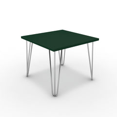 Dohányzóasztal - Linga króm lábbal - Forest zöld, méret: 50x50