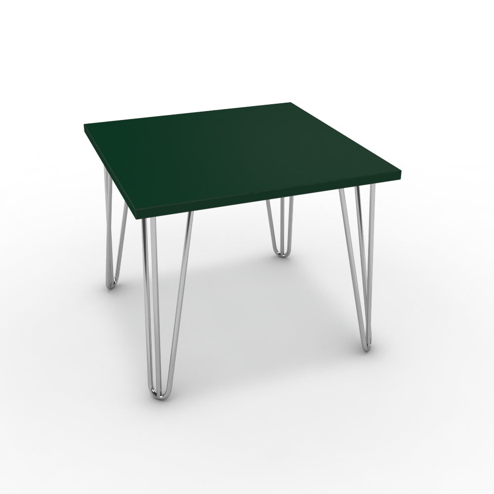 Dohányzóasztal - Linga króm lábbal - Forest zöld, méret: 50x50