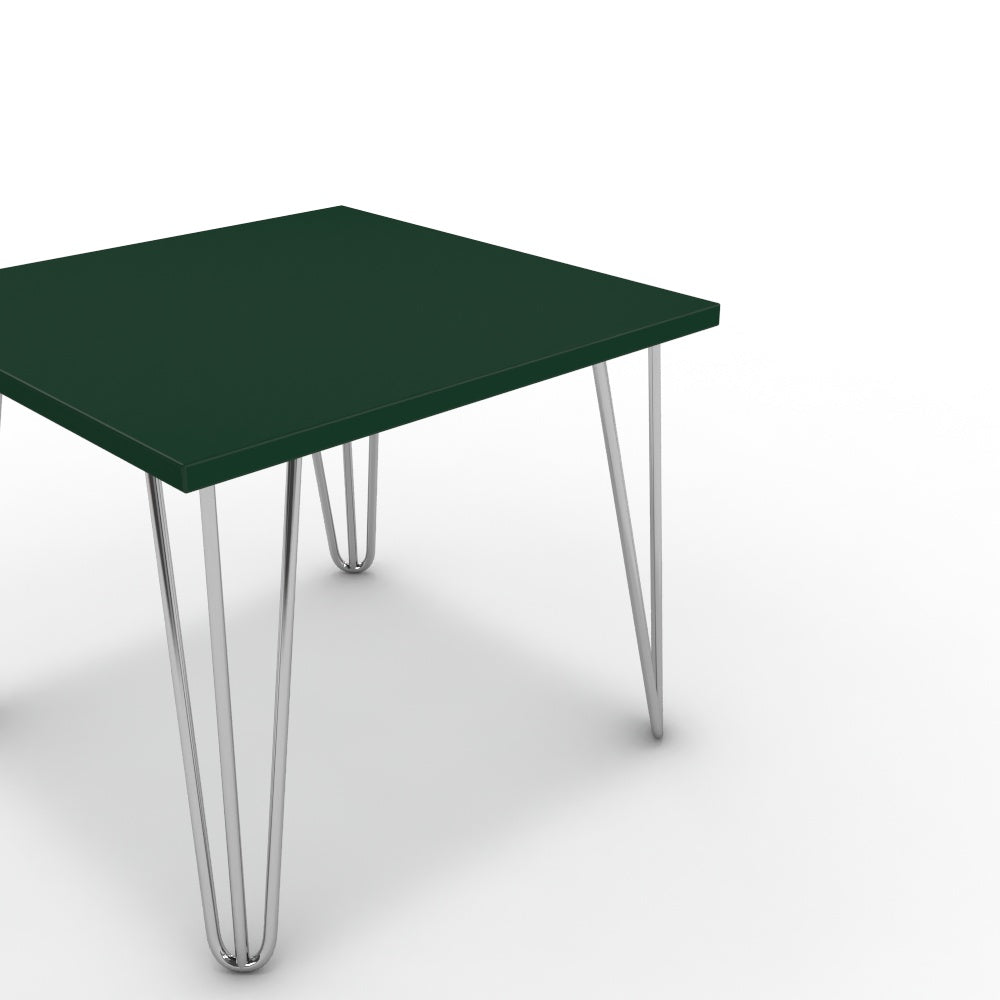 Dohányzóasztal - Linga króm lábbal - Forest zöld, méret: 50x50