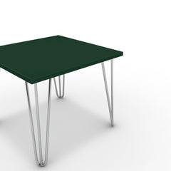 Dohányzóasztal - Linga króm lábbal - Forest zöld, méret: 50x50