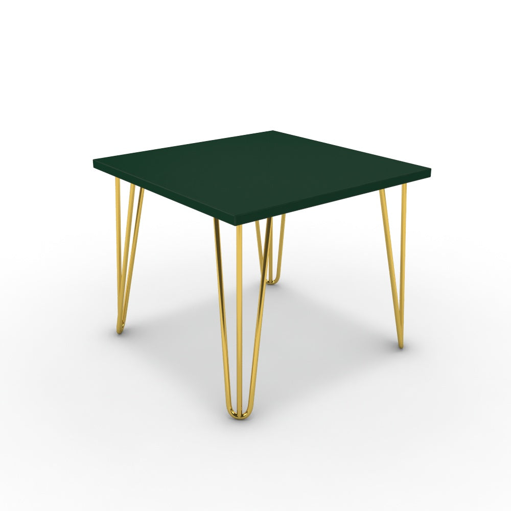 Dohányzóasztal - Linga arany lábbal - Forest zöld, méret: 50x50
