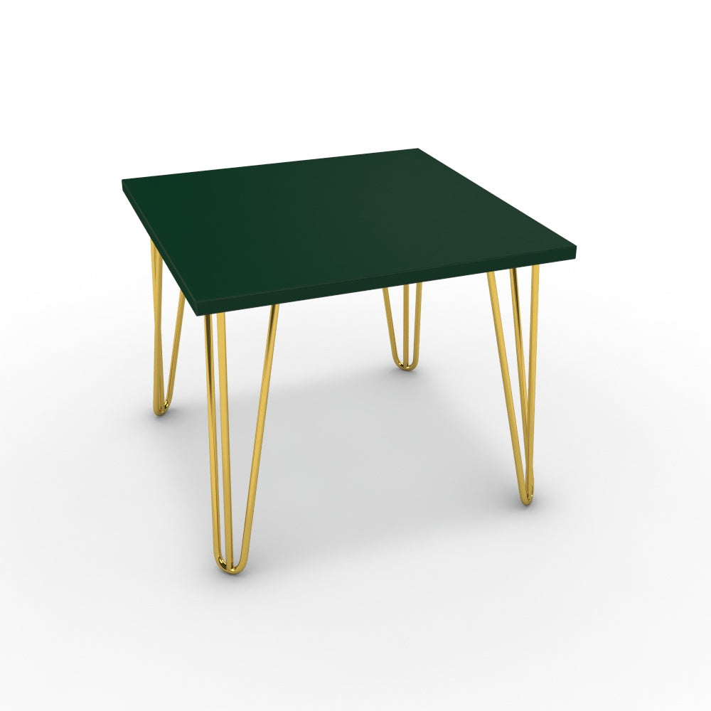 Dohányzóasztal - Linga arany lábbal - Forest zöld, méret: 50x50