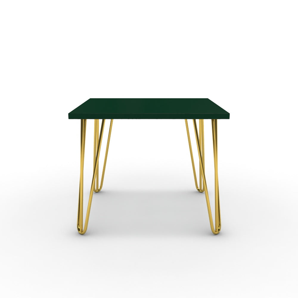 Dohányzóasztal - Linga arany lábbal - Forest zöld, méret: 50x50