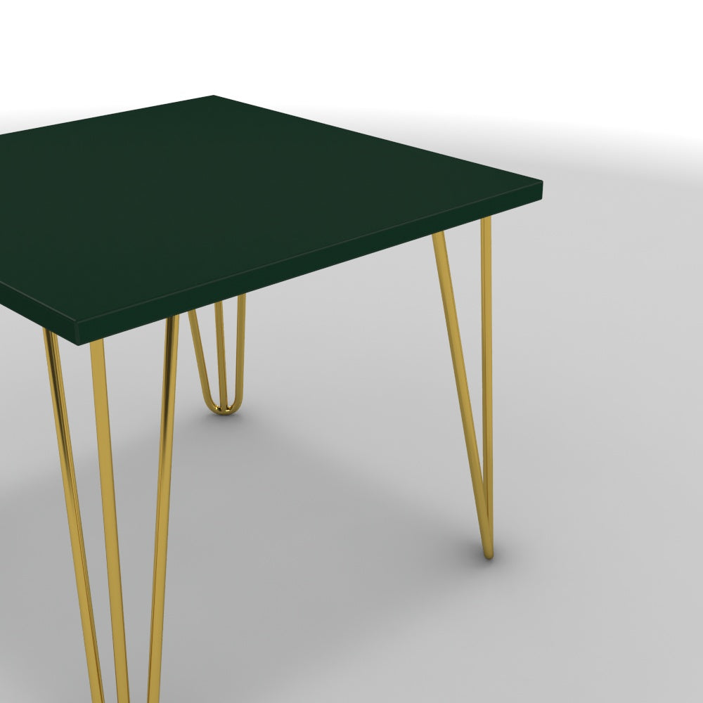 Dohányzóasztal - Linga arany lábbal - Forest zöld, méret: 50x50