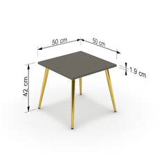 Dohányzóasztal - Manu arany lábbal - Fosszil szürke, méret: 50x50