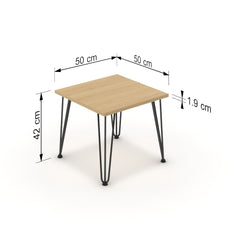 Dohányzóasztal - Linga fekete lábbal - Vicenza tölgy, méret: 50x50