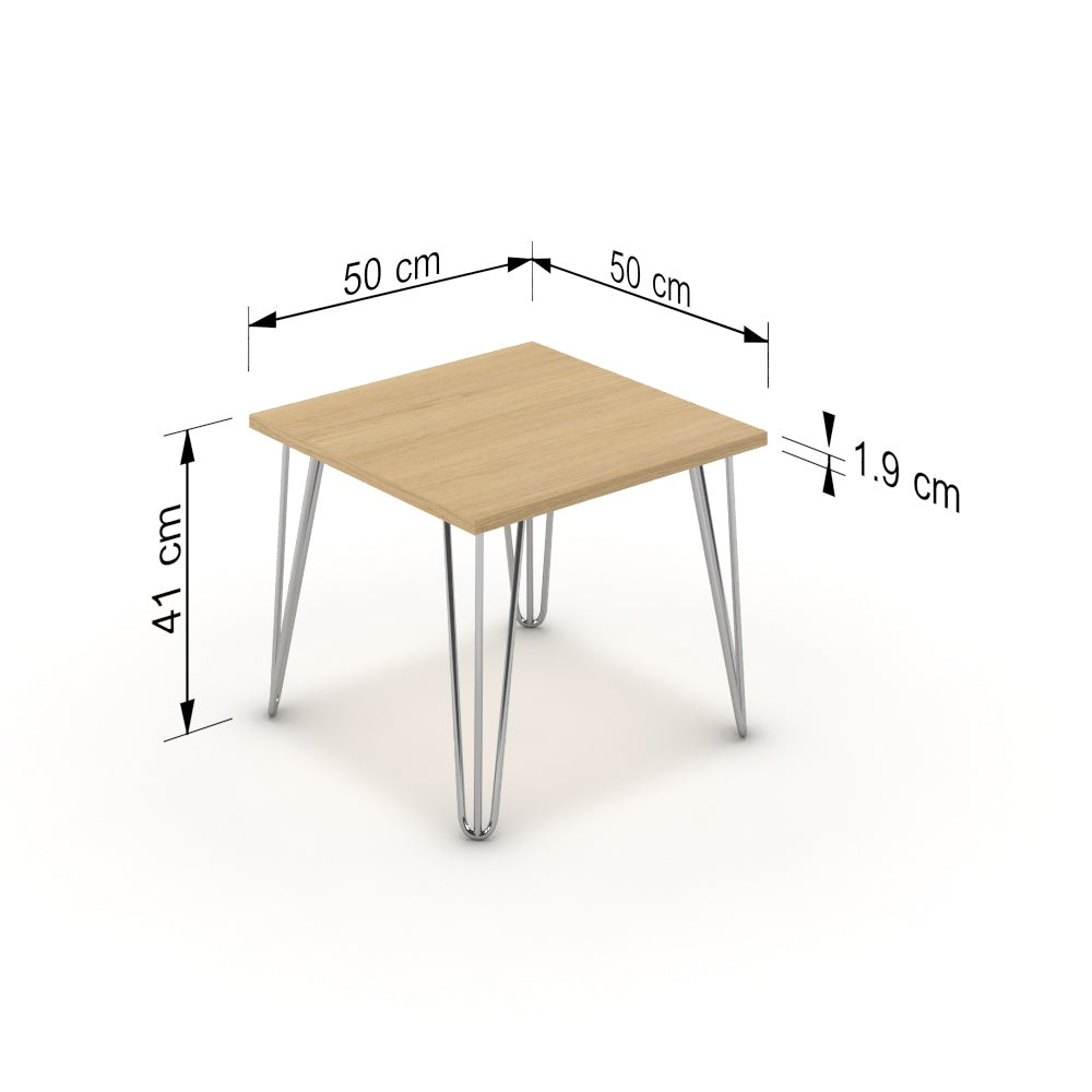 Dohányzóasztal - Linga króm lábbal - Vicenza tölgy, méret: 50x50