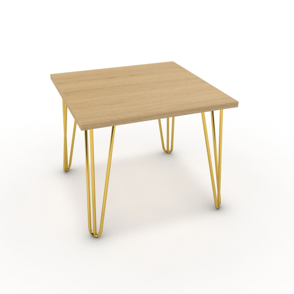 Dohányzóasztal - Linga arany lábbal - Vicenza tölgy, méret: 50x50