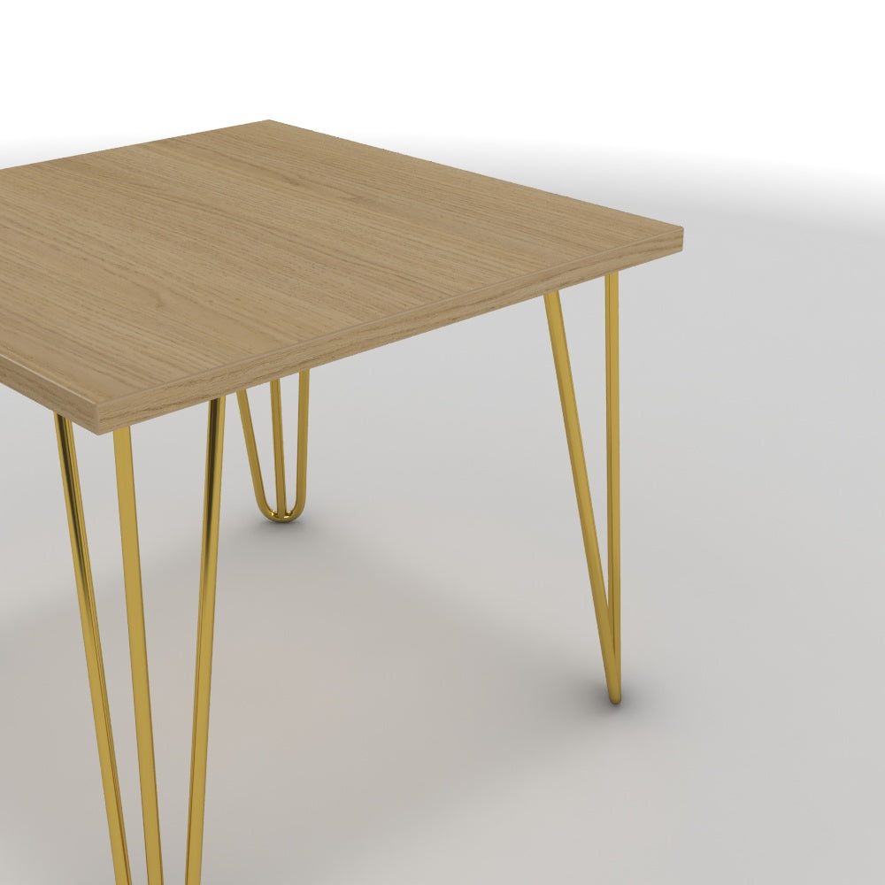 Dohányzóasztal - Linga arany lábbal - Vicenza tölgy, méret: 50x50