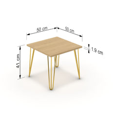 Dohányzóasztal - Linga arany lábbal - Vicenza tölgy, méret: 50x50