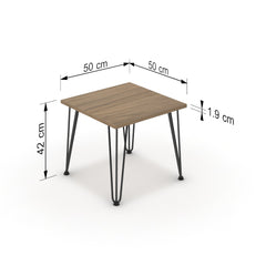 Dohányzóasztal - Linga fekete lábbal - Világos rauna szil, méret: 50x50