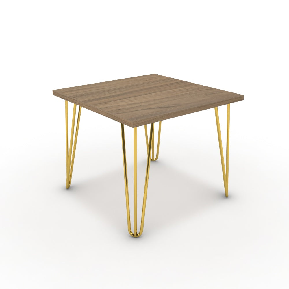 Dohányzóasztal - Linga arany lábbal - Világos rauna szil, méret: 50x50