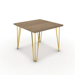 Dohányzóasztal - Linga arany lábbal - Világos rauna szil, méret: 50x50