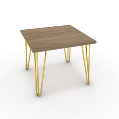 Dohányzóasztal - Linga arany lábbal - Világos rauna szil, méret: 50x50