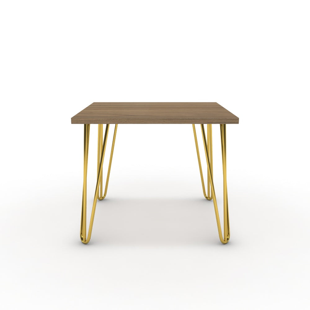 Dohányzóasztal - Linga arany lábbal - Világos rauna szil, méret: 50x50