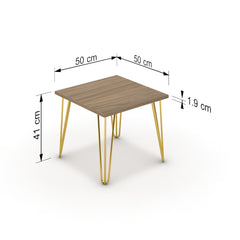Dohányzóasztal - Linga arany lábbal - Világos rauna szil, méret: 50x50