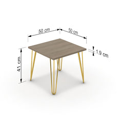 Dohányzóasztal - Linga arany lábbal - Szürke Vicenza tölgy, méret: 50x50