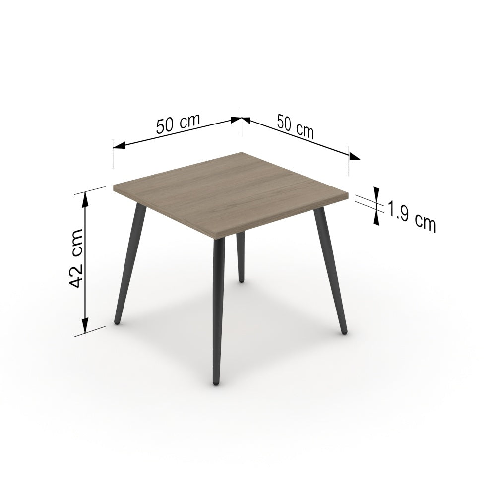 Dohányzóasztal - Manu fekete lábbal - Szürke Vicenza tölgy, méret: 50x50
