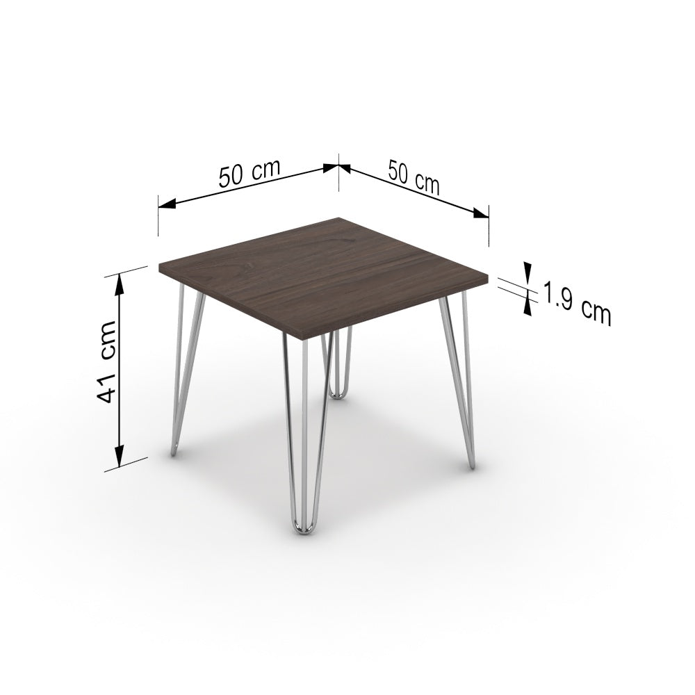Dohányzóasztal - Linga króm lábbal - Sötét rauna szil, méret: 50x50