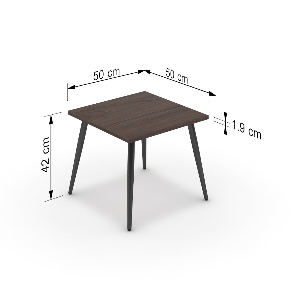 Dohányzóasztal - Manu fekete lábbal - Sötét rauna szil, méret: 50x50