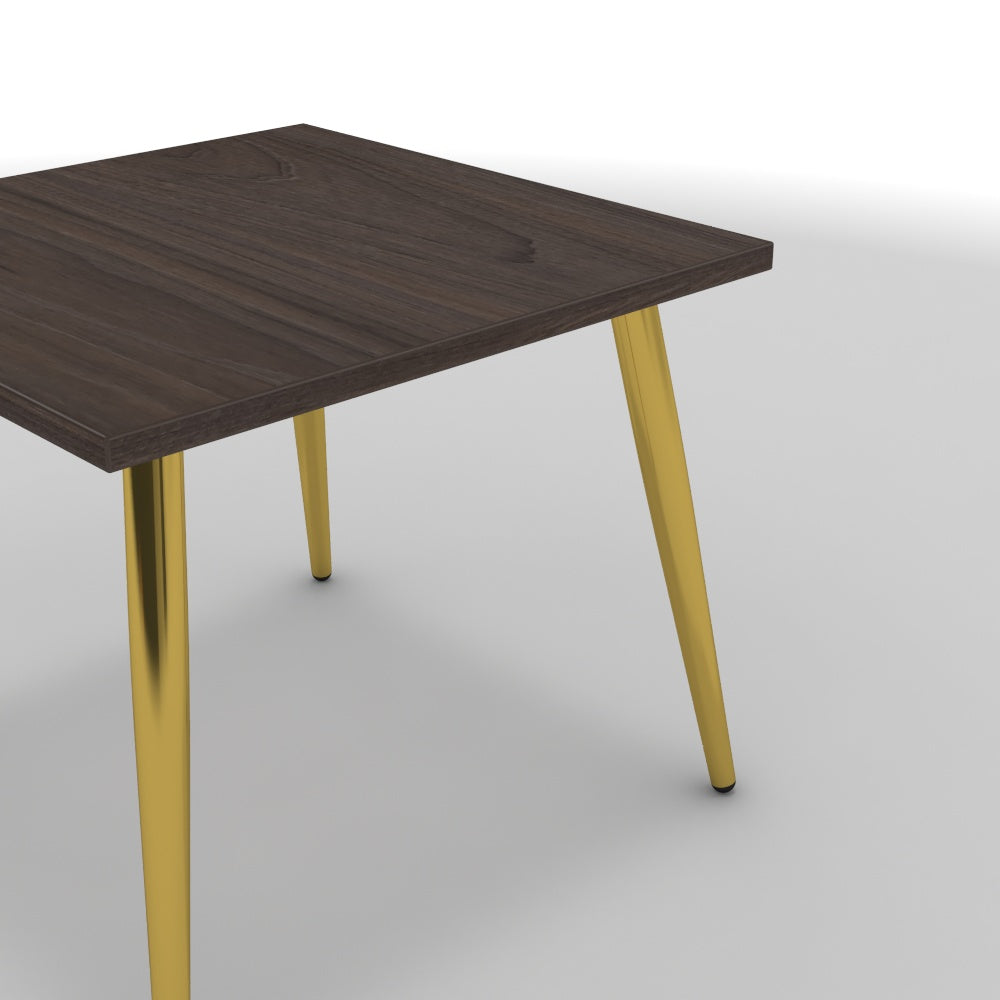 Dohányzóasztal - Manu arany lábbal - Sötét rauna szil, méret: 50x50