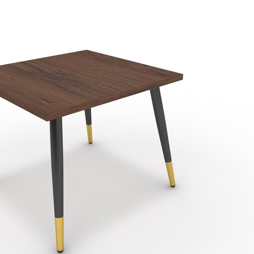 Dohányzóasztal - Manu fekete és arany lábbal - Mogyoró, méret: 50x50