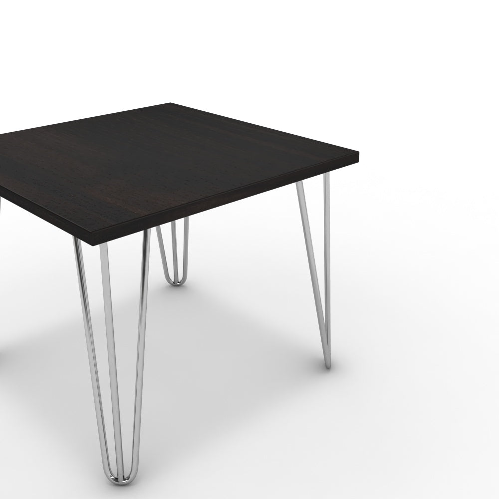 Dohányzóasztal - Linga króm lábbal - Füstölt dió, méret: 50x50