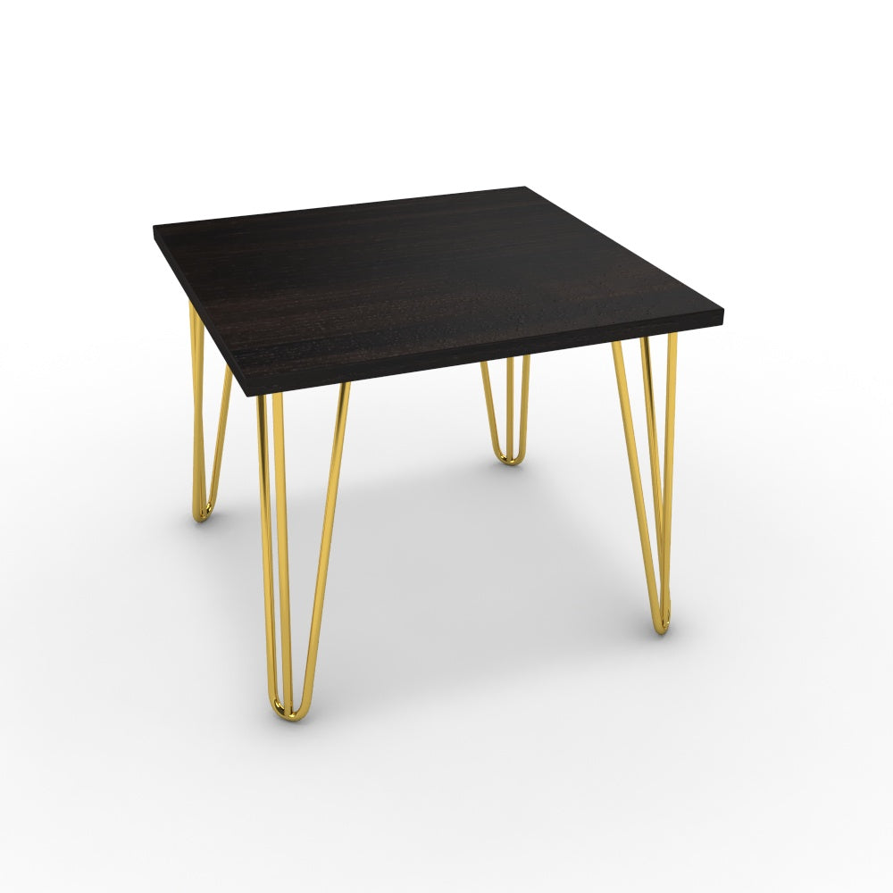 Dohányzóasztal - Linga arany lábbal - Füstölt dió, méret: 50x50