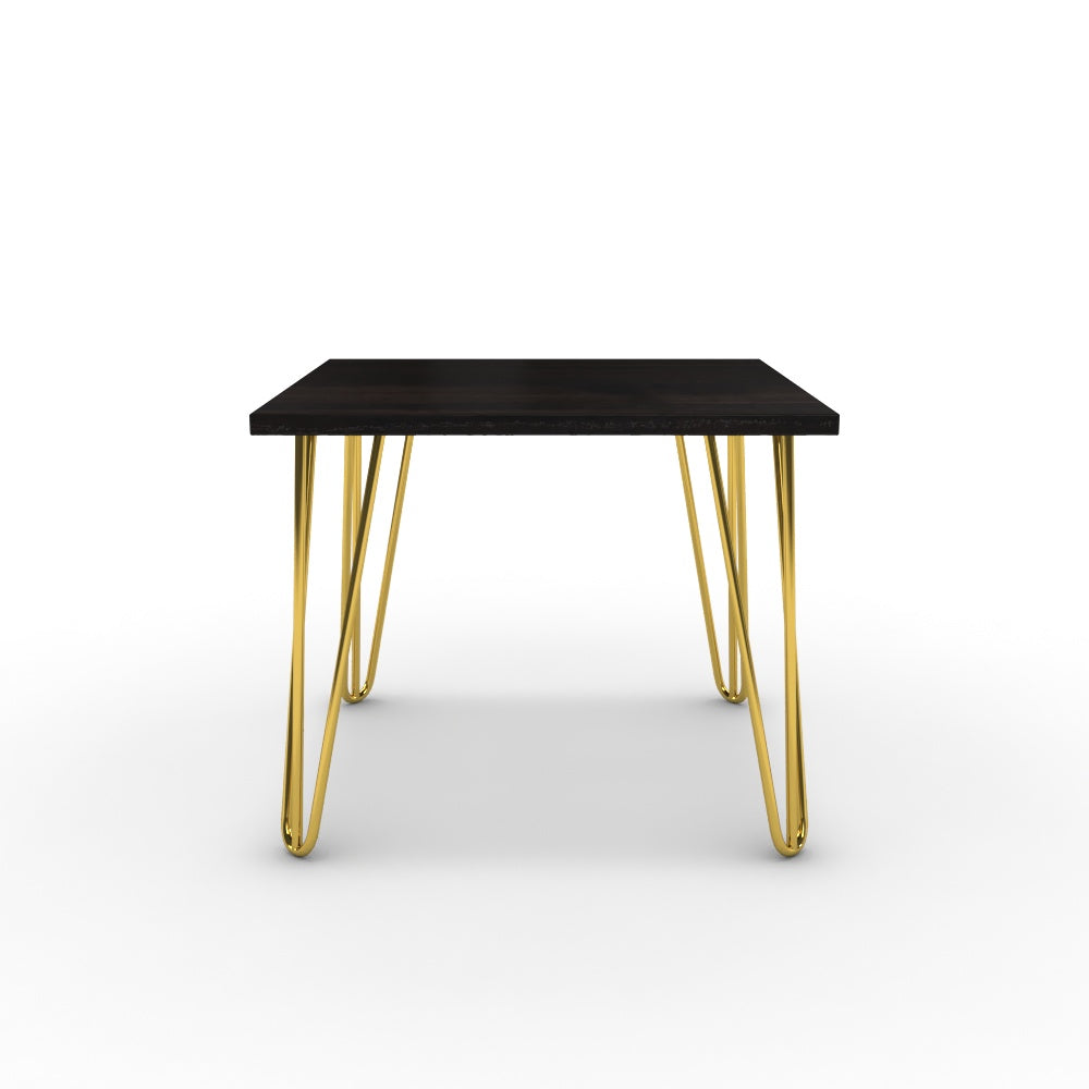 Dohányzóasztal - Linga arany lábbal - Füstölt dió, méret: 50x50