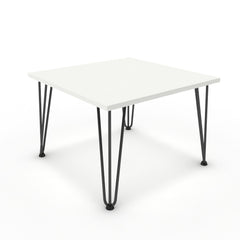 Dohányzóasztal - Linga fekete lábbal - Alpesi fehér, méret: 60x60