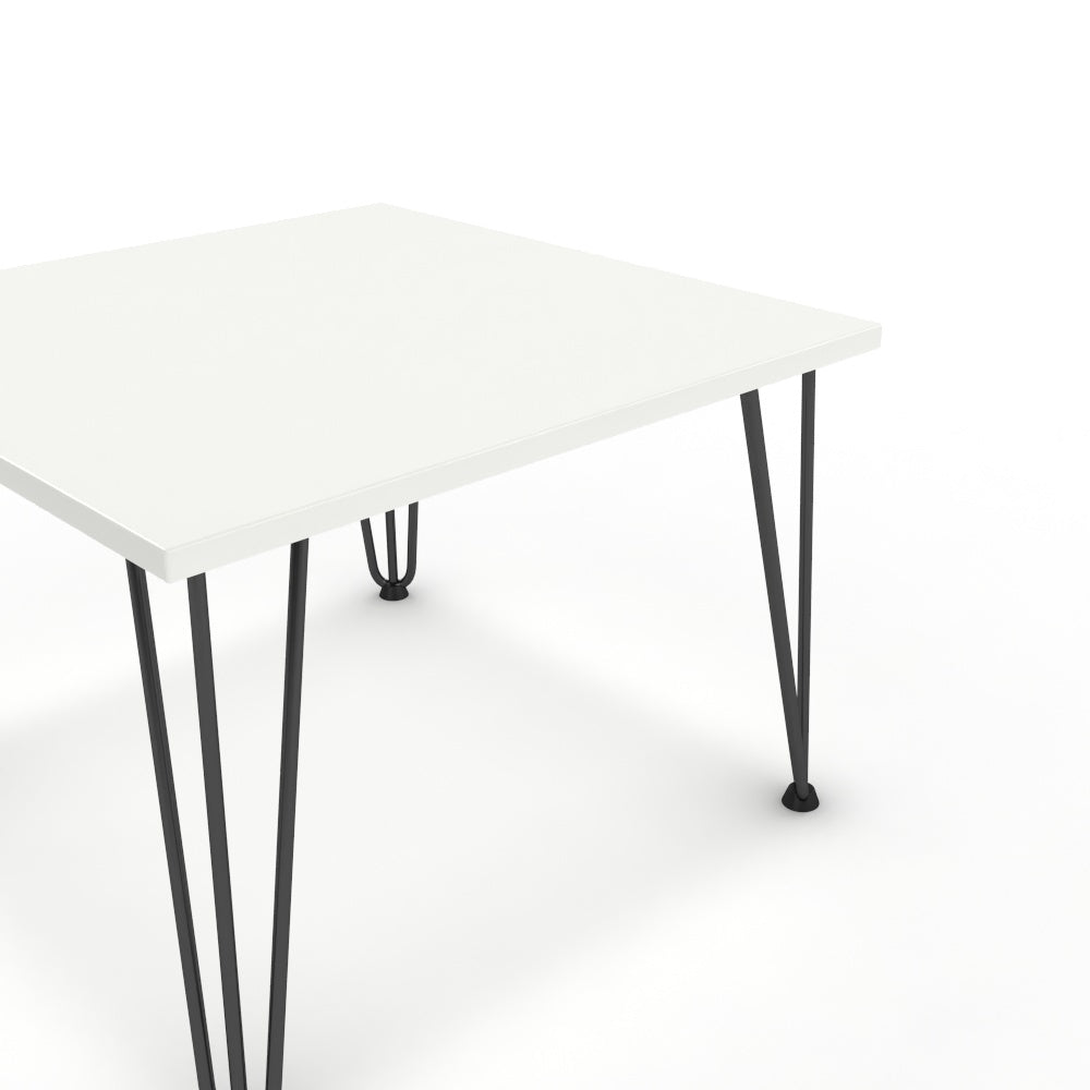 Dohányzóasztal - Linga fekete lábbal - Alpesi fehér, méret: 60x60