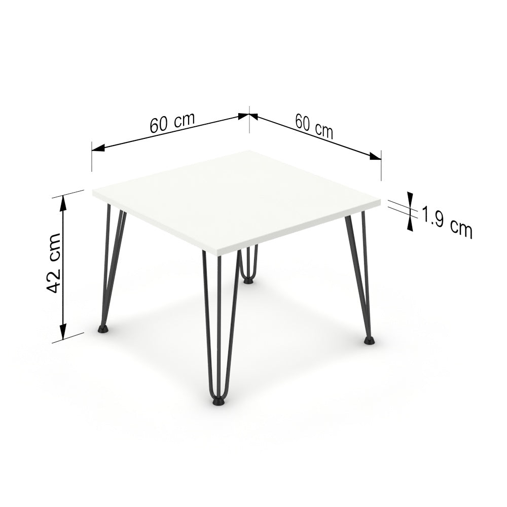 Dohányzóasztal - Linga fekete lábbal - Alpesi fehér, méret: 60x60