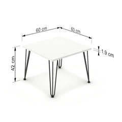 Dohányzóasztal - Linga fekete lábbal - Alpesi fehér, méret: 60x60