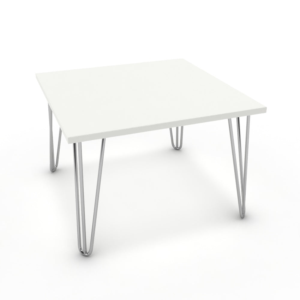 Dohányzóasztal - Linga króm lábbal - Alpesi fehér, méret: 60x60