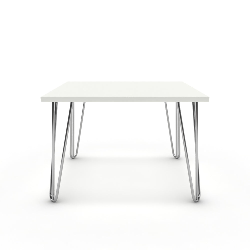 Dohányzóasztal - Linga króm lábbal - Alpesi fehér, méret: 60x60