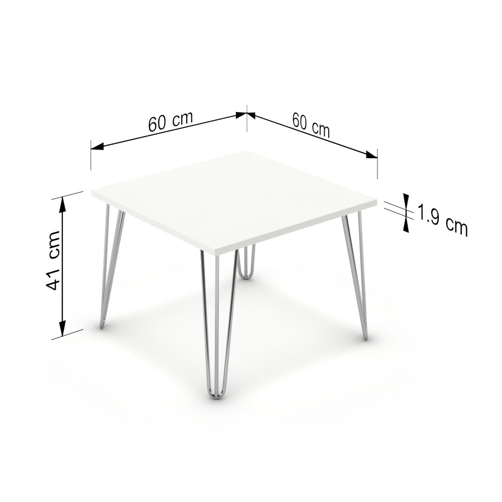 Dohányzóasztal - Linga króm lábbal - Alpesi fehér, méret: 60x60