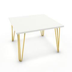 Dohányzóasztal - Linga arany lábbal - Alpesi fehér, méret: 60x60