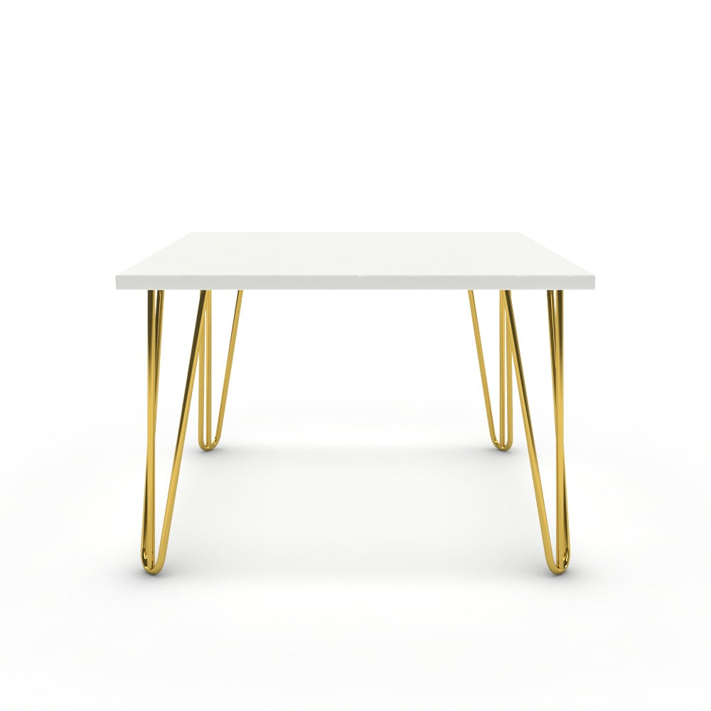 Dohányzóasztal - Linga arany lábbal - Alpesi fehér, méret: 60x60