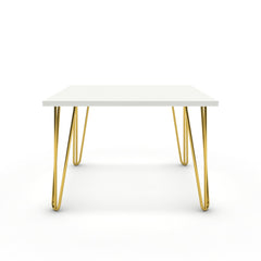 Dohányzóasztal - Linga arany lábbal - Alpesi fehér, méret: 60x60