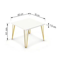 Dohányzóasztal - Linga arany lábbal - Alpesi fehér, méret: 60x60