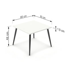 Dohányzóasztal - Manu fekete lábbal - Alpesi fehér, méret: 60x60