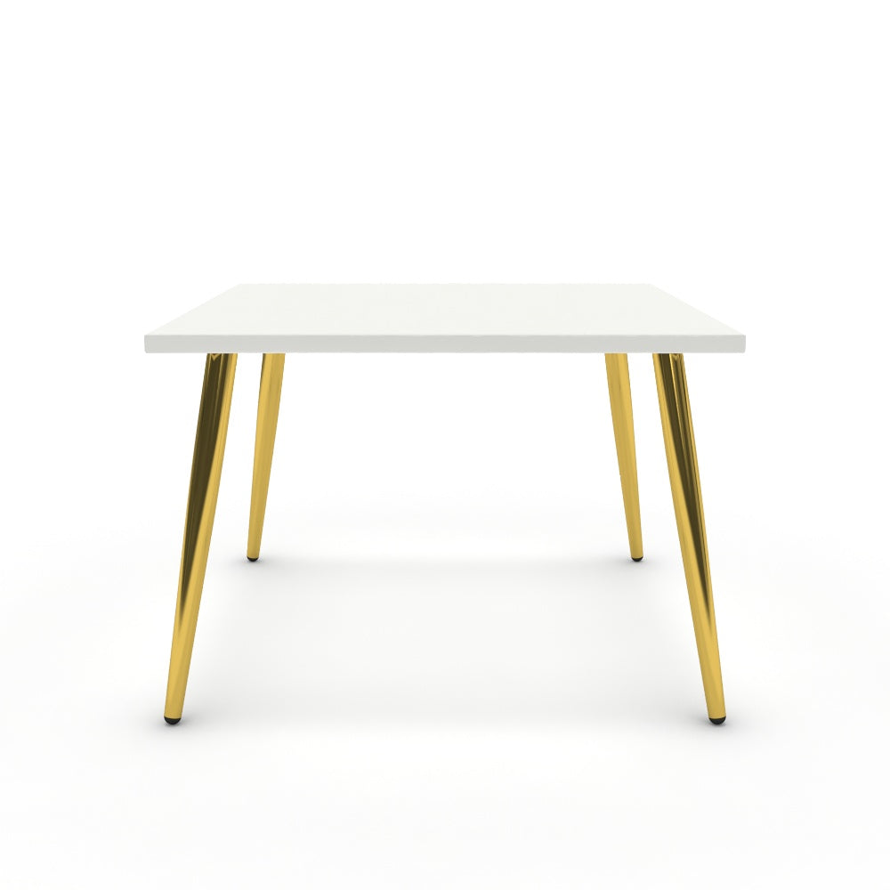 Dohányzóasztal - Manu arany lábbal - Alpesi fehér, méret: 60x60