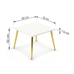 Dohányzóasztal - Manu arany lábbal - Alpesi fehér, méret: 60x60