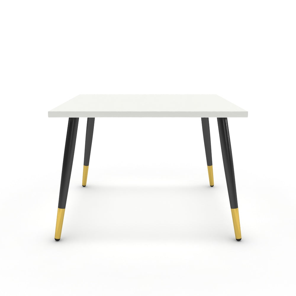 Dohányzóasztal - Manu fekete és arany lábbal - Alpesi fehér, méret: 60x60