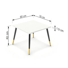 Dohányzóasztal - Manu fekete és arany lábbal - Alpesi fehér, méret: 60x60
